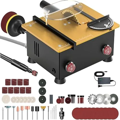 Mini table saw for crafts and hobbyists with dual motors