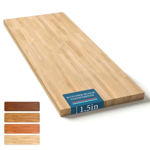 Unfinished Birch solid wood butcher block countertop, 60x25x1.5 inch