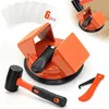 Floor gap fixer tool with suction cup and mallet kit for LVP and laminate