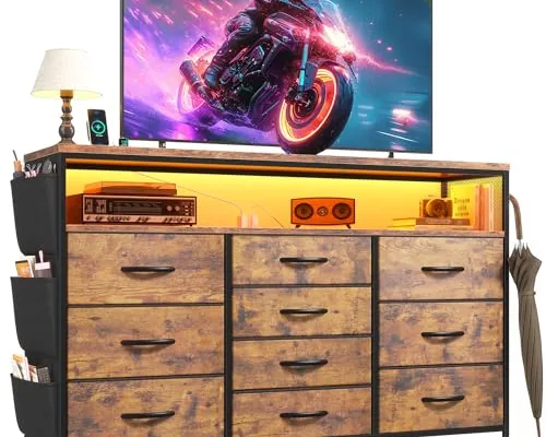 EnHomee dresser TV stand with 10 drawers and LED lights EnHomee dresser TV stand with 10 drawers and LED lights