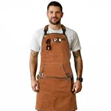 LEATHER VILLAGE tan suede leather work apron with tool pockets LEATHER VILLAGE tan suede leather work apron with tool pockets