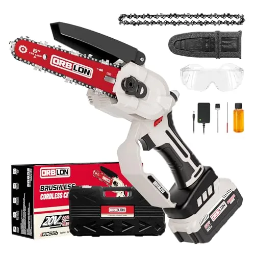Cordless Mini Chainsaw for DeWALT 20V Max Battery,ORBLON 6'' Brushless Chainsaw With Automatic Chain Tensioning Device & Auto Oiler,Portable Power Chainsaw for Logging|Tree Trimming (Battery included) Cordless Mini Chainsaw for DeWALT 20V Max Battery,ORBLON 6'' Brushless Chainsaw With Automatic Chain Tensioning Device & Auto Oiler,Portable Power Chainsaw for Logging|Tree Trimming (Battery included)