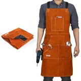 QeeLink leather welding shop apron with 6 pockets QeeLink leather welding shop apron with 6 pockets