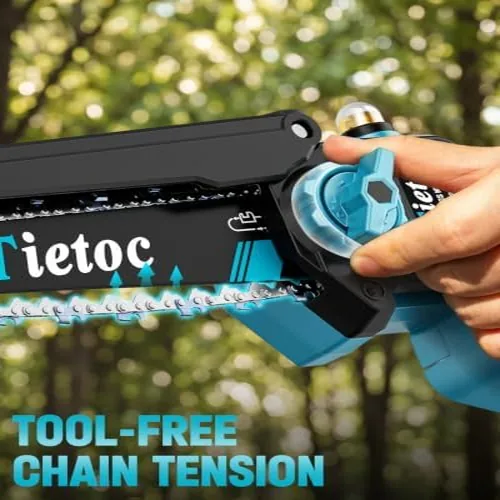 Tietoc mini chainsaw with two 21V batteries and automatic oiler Tietoc mini chainsaw with two 21V batteries and automatic oiler