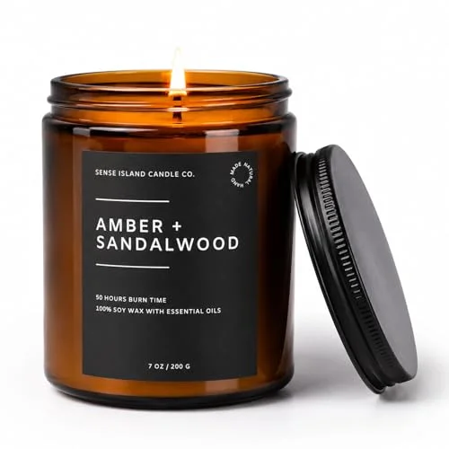 Sandalwood Aromatherapy Candles,100% Natural Soy Sandalwood Pretty Candle for Women, Stress Relief Candle, Sandalwood Candle for Bedroom, Bathroom