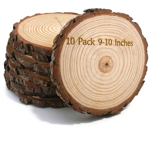 2 Pack Wood Slices for Centerpieces 8-9 inches Nature Unfinished Round Wood Chips for Crafts, Large Wood Slabs for Weddings Centerpieces Decor and DIY Painting Crafts