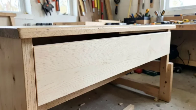 Wood dresser drawer front stripped bare next to the original finished top, showing the resurfacing spectrum from light rejuvenation to full refinish