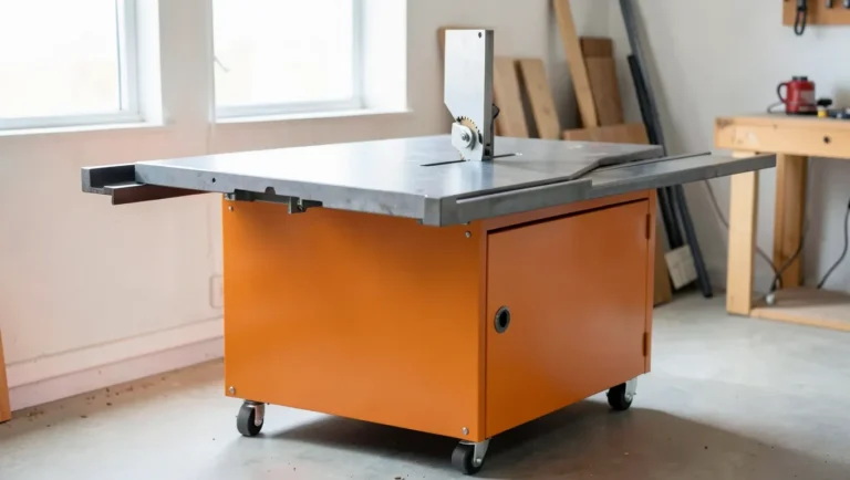 Ridgid R4512 cast iron cabinet-style table saw in a home workshop