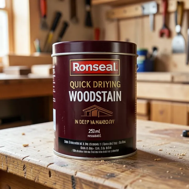 Ronseal Quick Drying Woodstain in Deep Mahogany, 250ml resealable tin