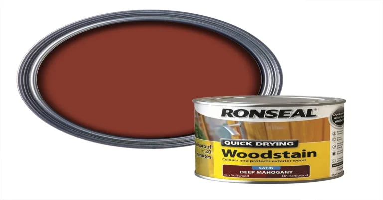 Ronseal Quick Drying Woodstain in Deep Mahogany, 250ml resealable tin