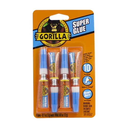 Gorilla Super Glue, a fast-setting cyanoacrylate adhesive that sets in seconds