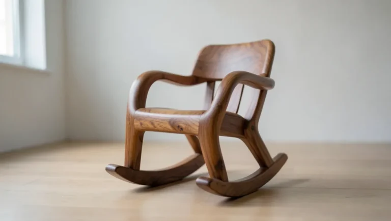 Handcrafted walnut rocking chair with sculptural Maloof-style curved joinery