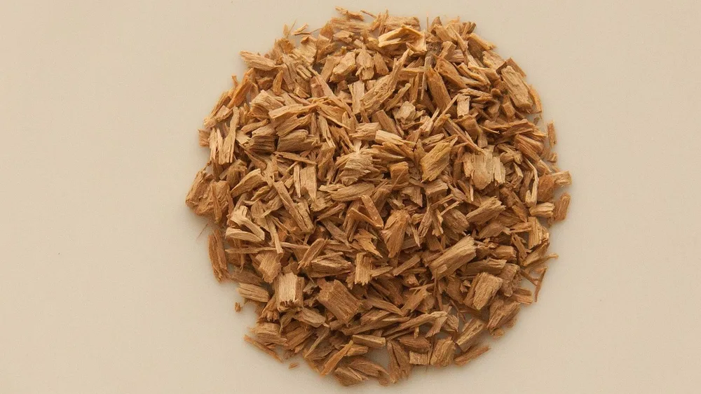 Raw sandalwood wood chips, the material used in several wooden hair combs