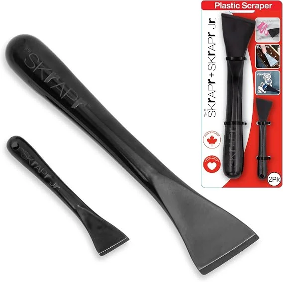 THE SKrAPr plastic non-scratch scraper tool, 2-pack, used for removing paint from hardwood floors
