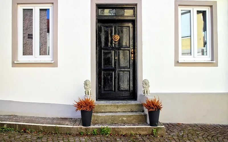 Solid wood door Solid wood front door showing natural hardwood grain