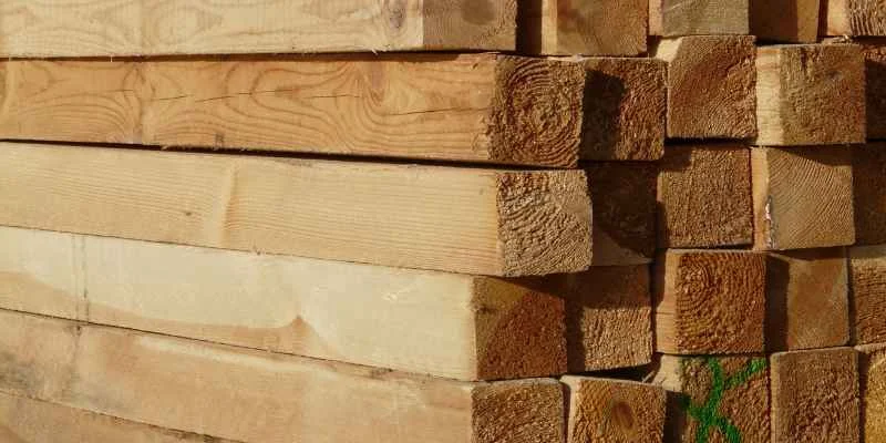 Stacked lumber from a sustainably managed source