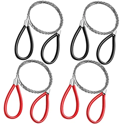 Stainless steel cable wire saw set, a lightweight but fatigue-prone survival cutting tool Stainless steel cable wire saw set, a lightweight but fatigue-prone survival cutting tool