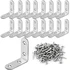 16-pack stainless steel corner brace brackets for small MDF shelf reinforcement