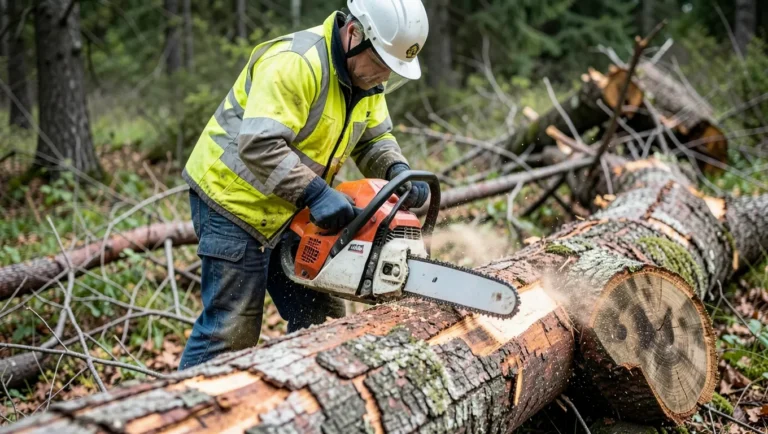 Starting a gas chainsaw outdoors
