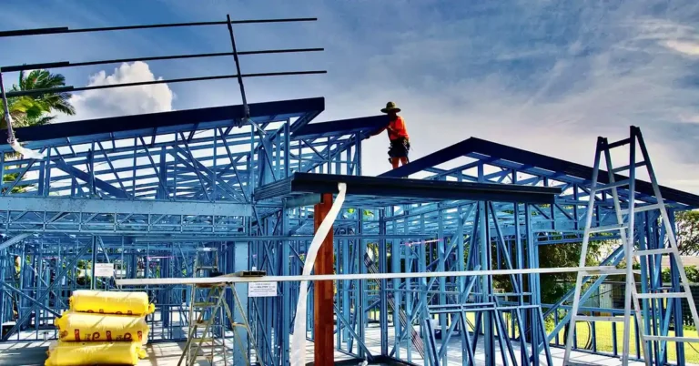 Steel deck framing suppliers install a steel house frame