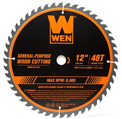 WEN BL1248 12-Inch 48-Tooth Carbide-Tipped Professional Woodworking Saw Blade for Miter Saws and Table Saws,Silver
