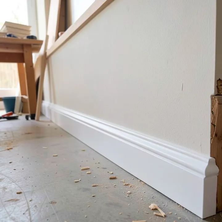 white baseboard trim installed along the base of an interior wall white baseboard trim installed along the base of an interior wall