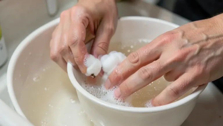 Cleaning super glue off fingers with warm soapy water