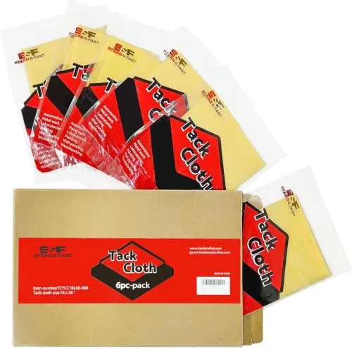 Tack cloth for removing dust before applying wood coating