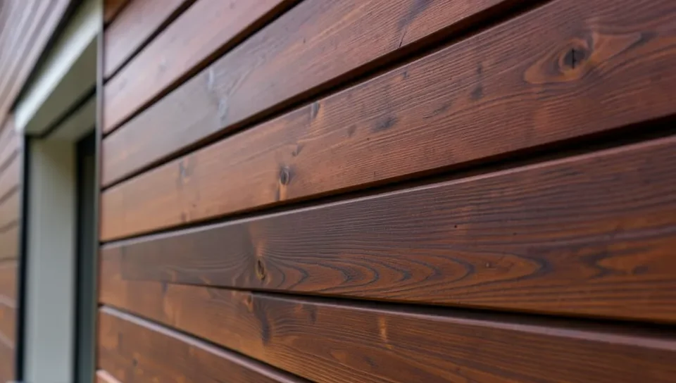 Close-up of UFP-Edge thermally modified wood siding planks installed on an exterior wall