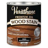 Varathane Premium Wood Stain in Red Mahogany, an oil-based budget wood stain Varathane Premium Wood Stain in Red Mahogany, an oil-based budget wood stain