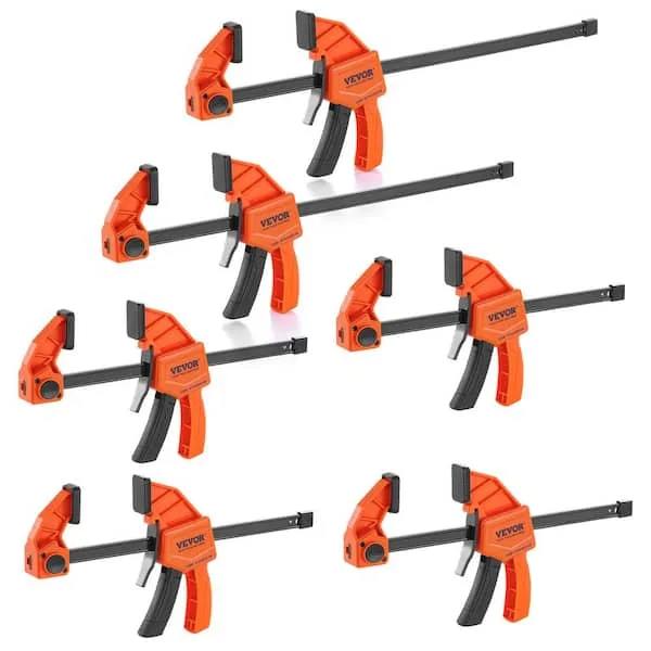 VEVOR 6-piece bar clamp set with quick-release trigger handles for woodworking