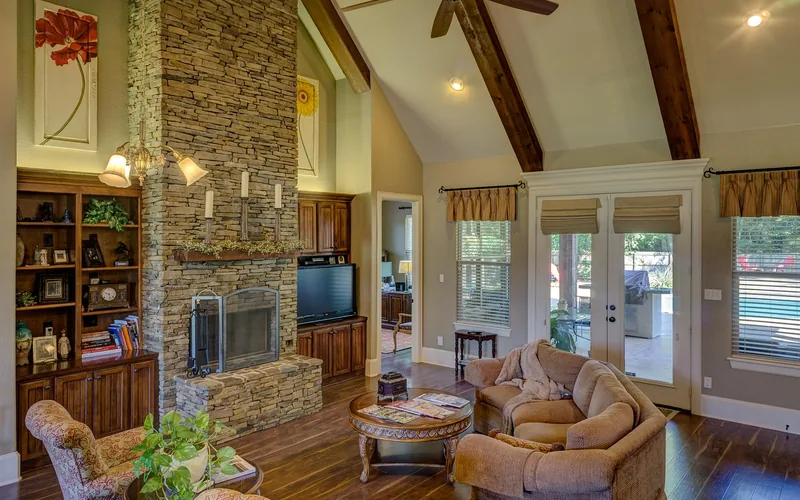 living room with dark stained hardwood flooring living room with dark stained hardwood flooring