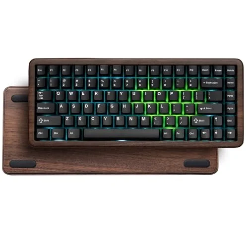 Womier WD75 wireless mechanical keyboard with walnut wood shell