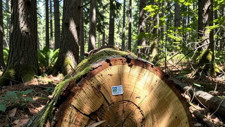 Sustainably managed forest with certified lumber