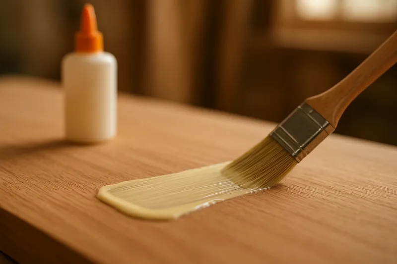 Applying an even layer of wood glue to a board edge before assembly