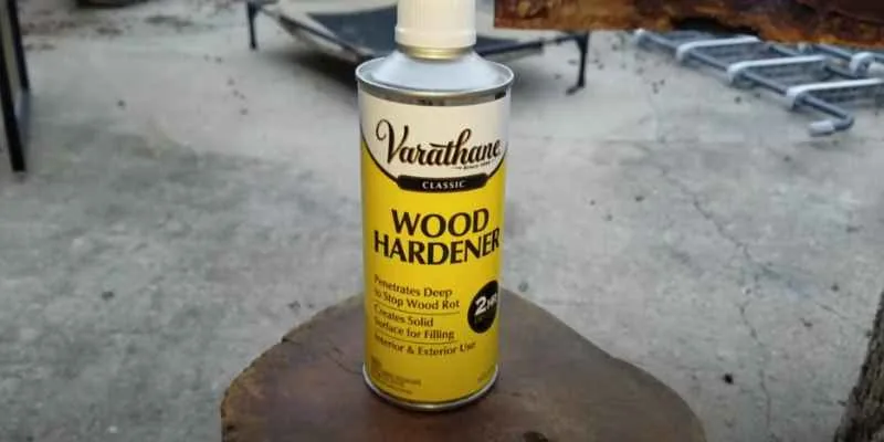 Wood hardener and PC-Petrifier products displayed on a home improvement store shelf