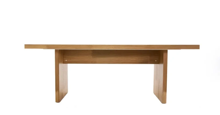 finished wood coffee table showing smooth burnished wood grain and satin sheen