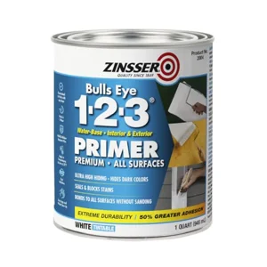 Zinsser Bulls Eye 1-2-3 Water-Base Primer & Sealer, White, Quart