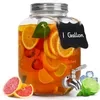 1 gallon glass beverage dispenser with stainless steel spigot and screw lid