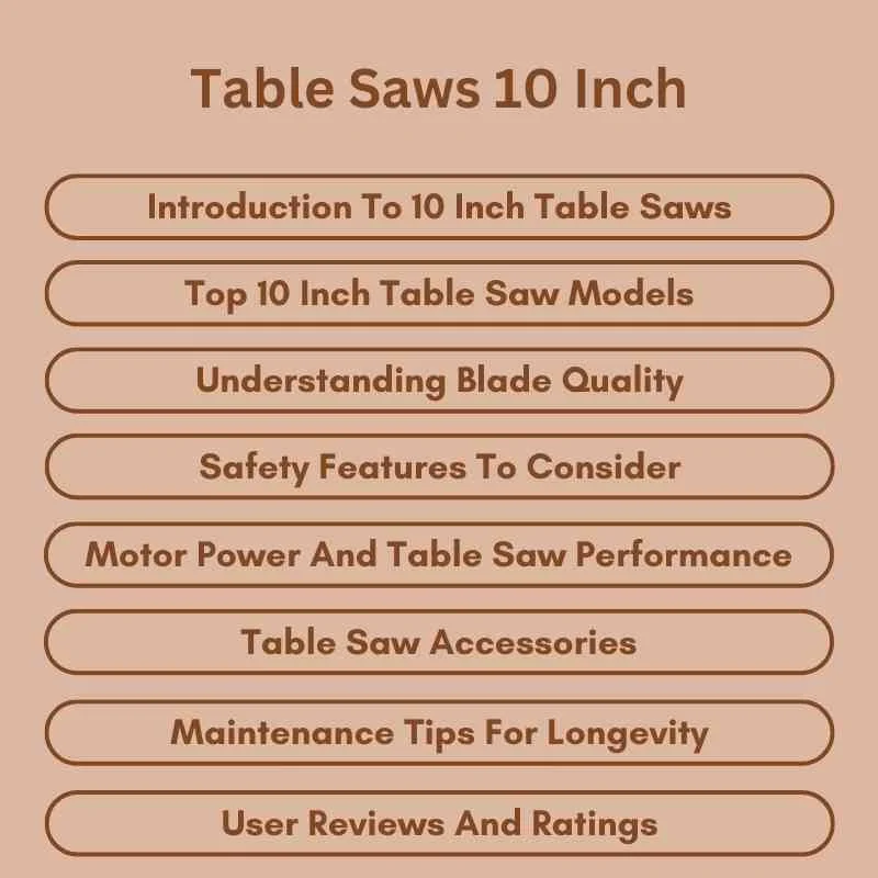 10-inch table saw set up in a workshop