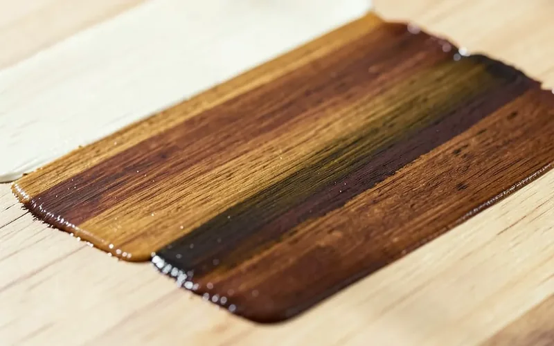 wood board with a gradient of stain color test swatches from light to dark wood board with a gradient of stain color test swatches from light to dark