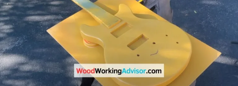 ACX plywood sheet cut into a guitar body blank during a woodworking project