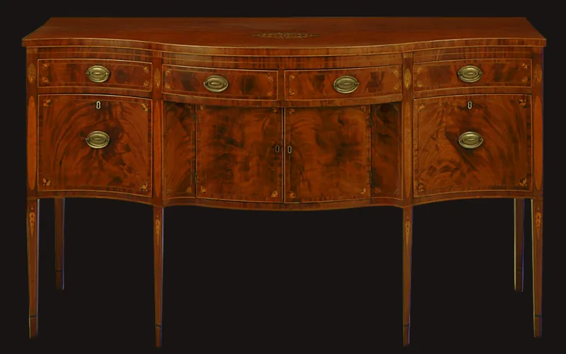 antique mahogany sideboard with a deep dark waxed finish