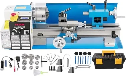 VEVOR 7x14 Metal Lathe, Variable Speed 2250 RPM, 3-jaw Chuck, Benchtop