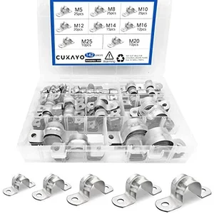 CUKAYO 142-piece stainless steel U-bolt pipe strap clamp assortment kit in storage case