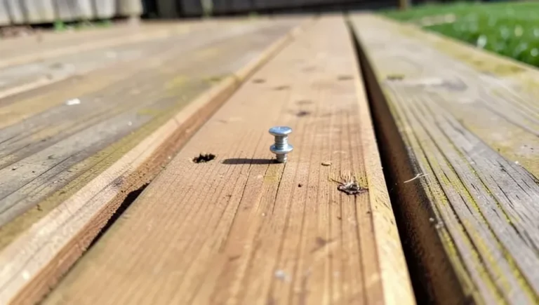Deck boards being installed with a screw pattern