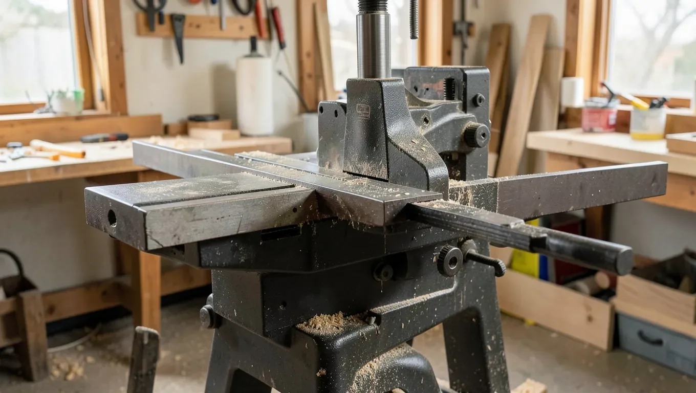 Cast-iron cabinet table saw with wide fence rail system