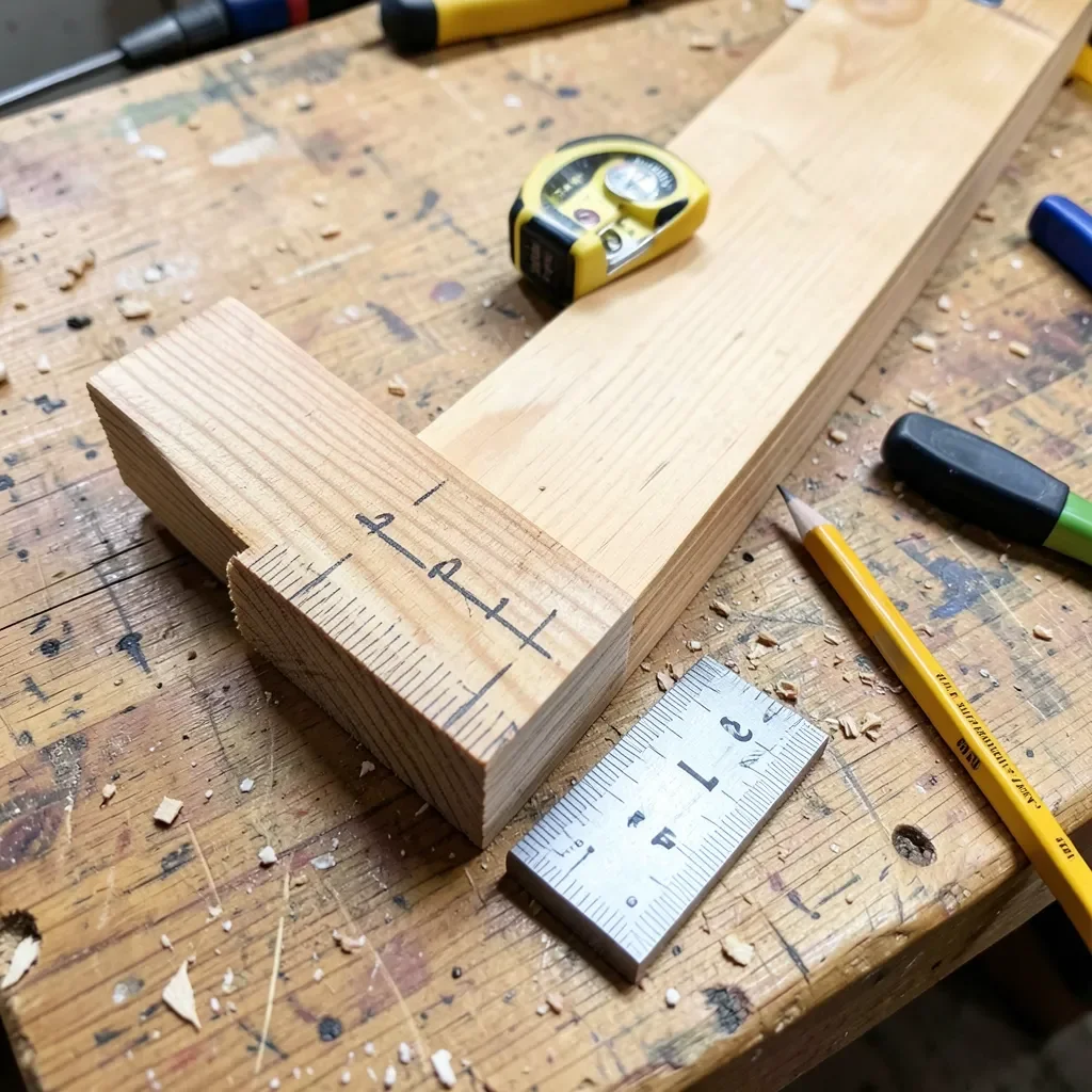Door jamb boards laid out with a tape measure for calculating wood needed