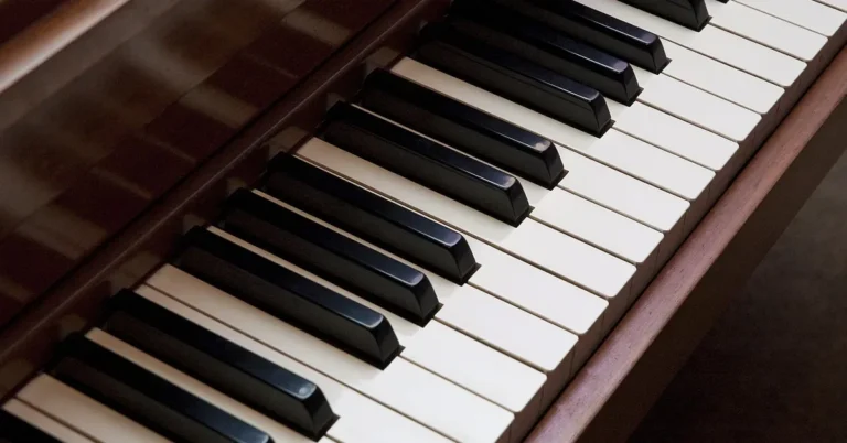 black piano keys traditionally crafted from ebony wood, close-up view