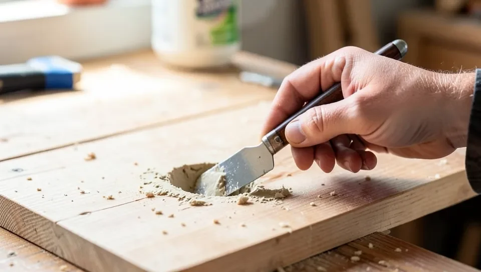 Filling a hole with wood filler after removing a wood plug